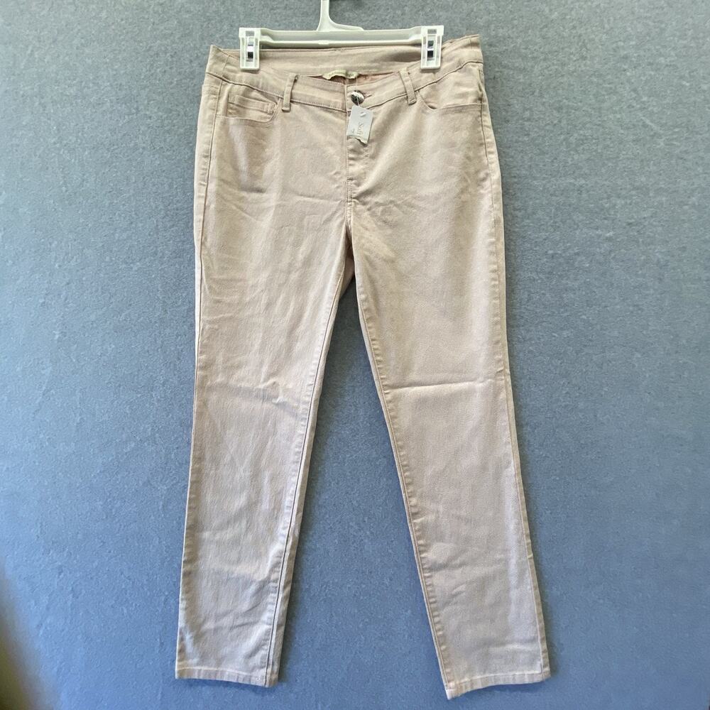 Soft Surroundings Pants Size 6 Shimmer Metallic Ankle Jeans Rose Blush Punk NWT